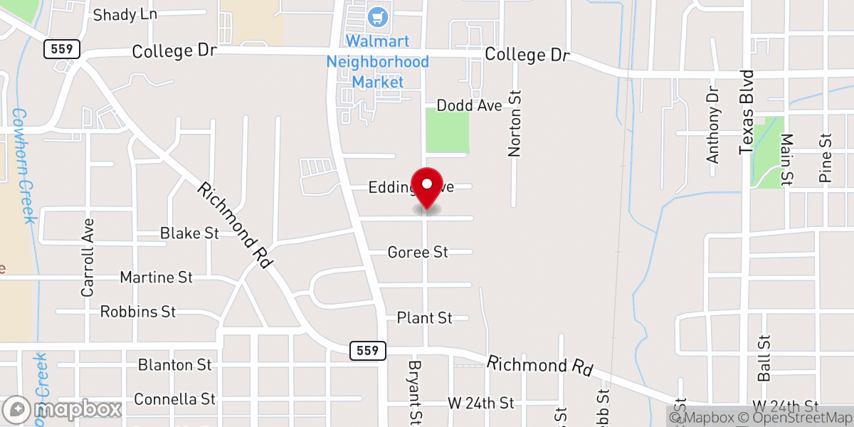 Map showing location of New Zion Baptist Church