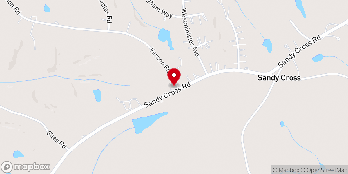 Map showing location of Sandy Cross Church