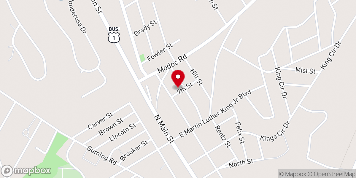 Map showing location of Hillcrest Church
