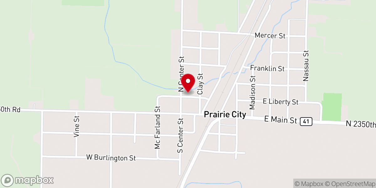 Map showing location of Prairie City Township Building