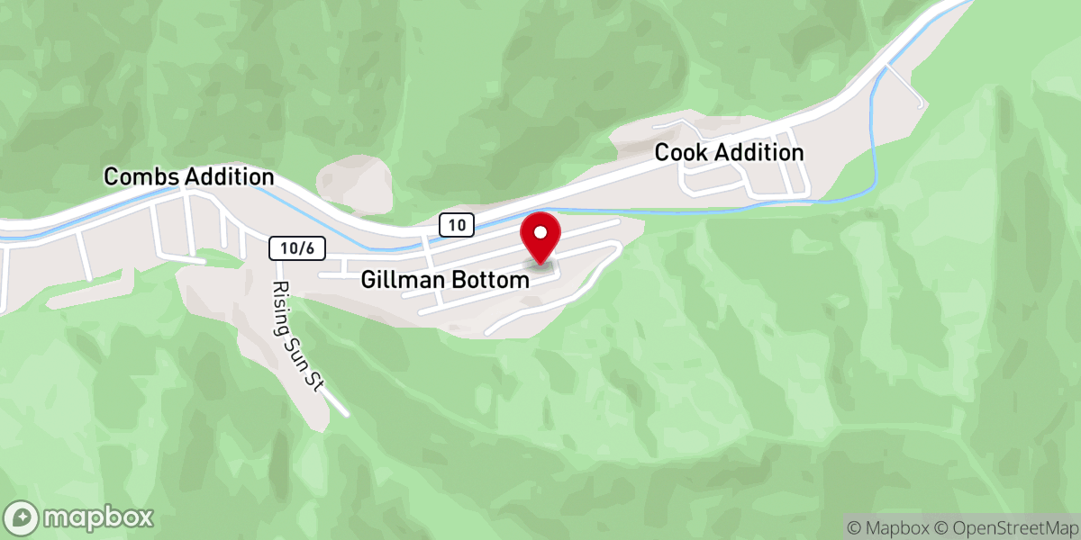 Map showing location of Gilman Bottom Baptist Church