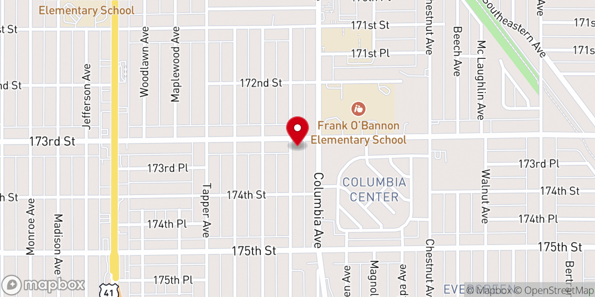 Map showing location of Bethel Bible Church