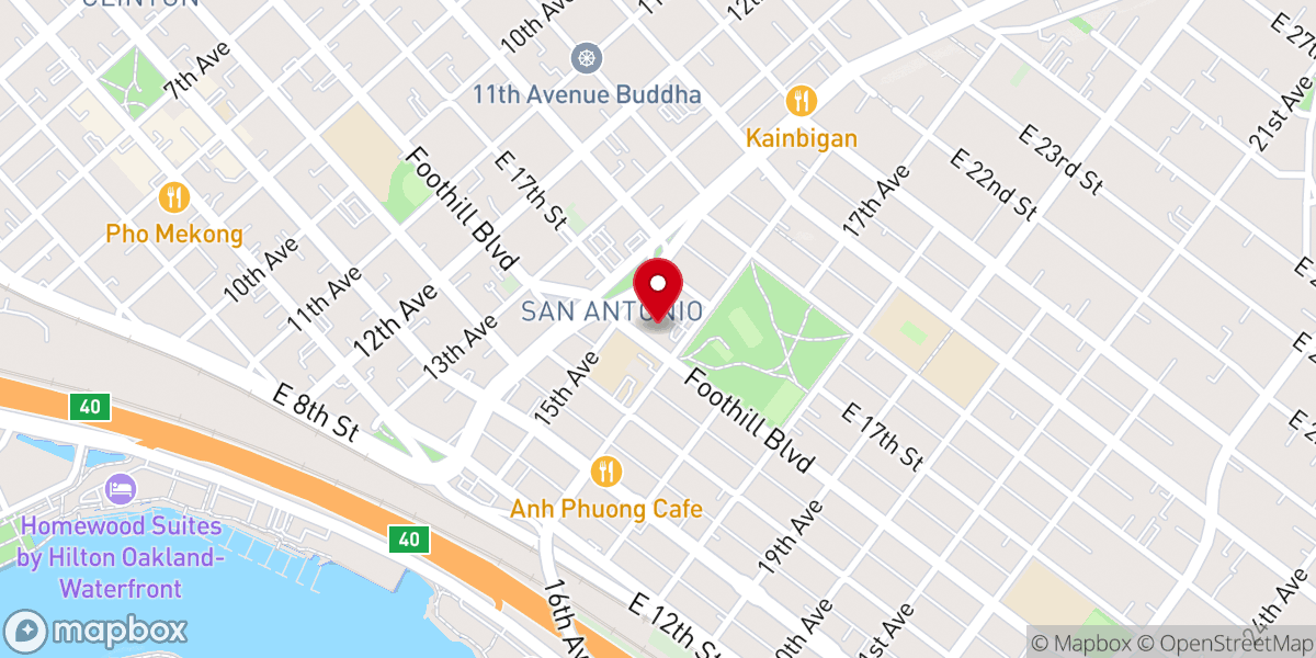 Map showing location of Foothill Missionary Baptist Church