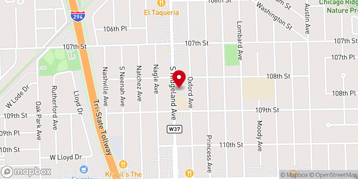 Map showing location of Our Lady of the Ridge Catholic Church