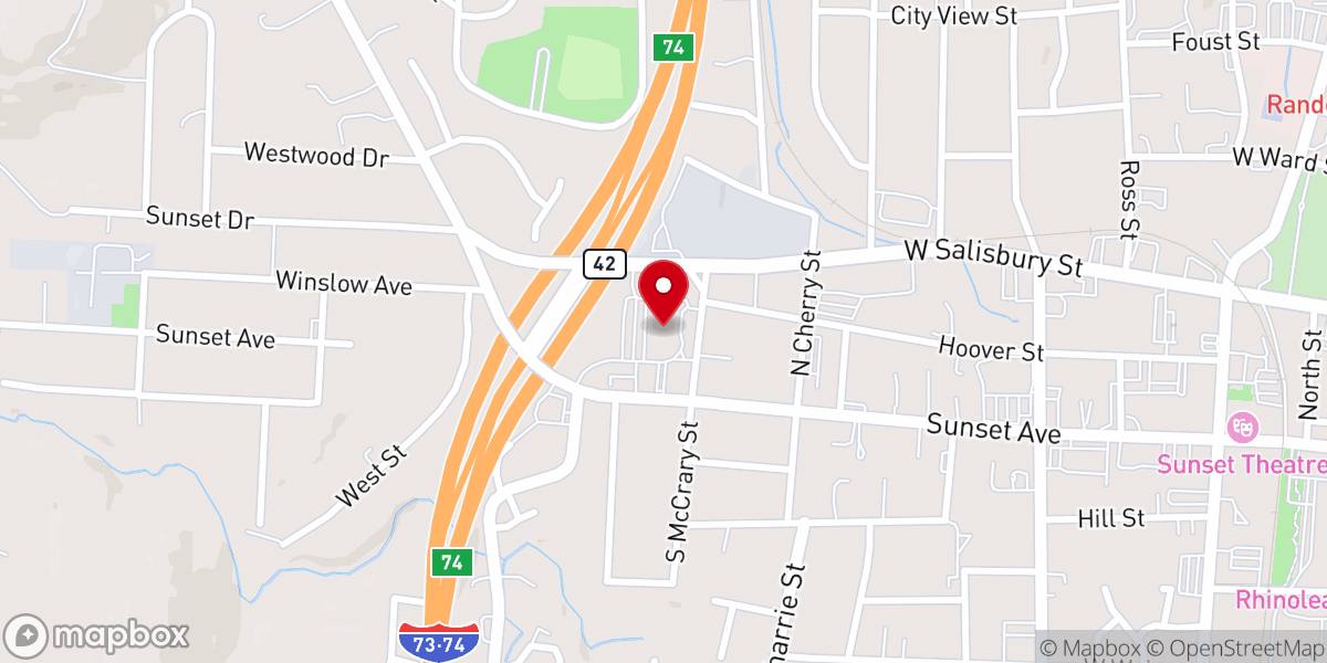 Map showing location of Sunset Avenue Church of God