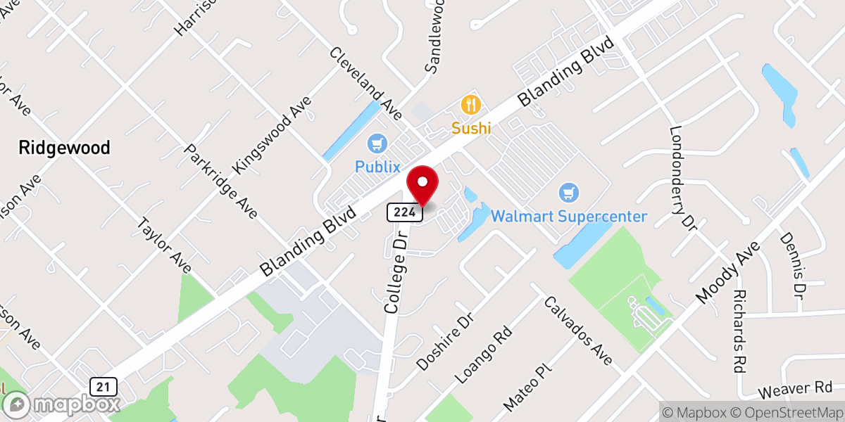Map showing location of Shiloh Church Orange Park