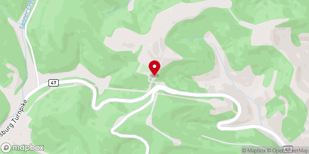 Map showing location of Horn Creek Baptist Church