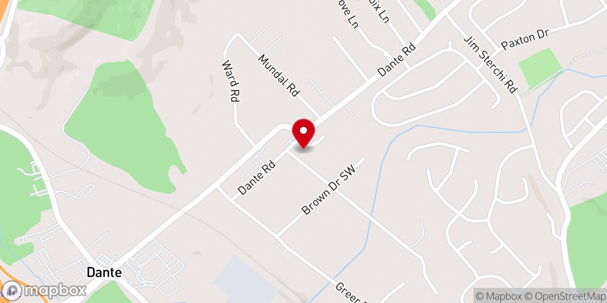 Map showing location of Dante United Methodist Church