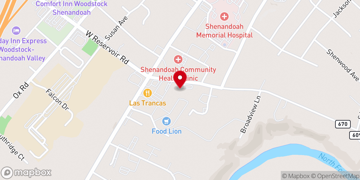 Map showing location of Mountain View Lanes