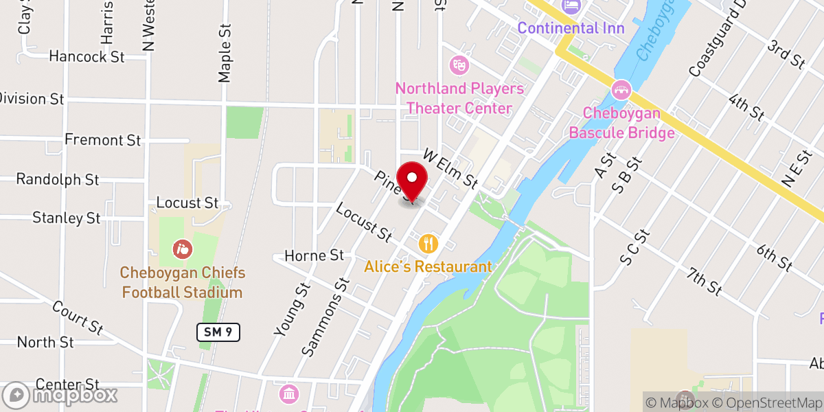 Map showing location of Huron Street Tabernacle