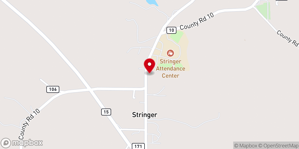 Map showing location of Stringer United Methodist Church