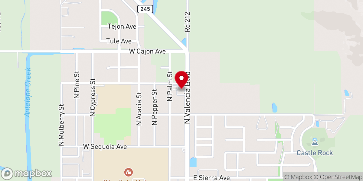 Map showing location of Woodlake Christian Center