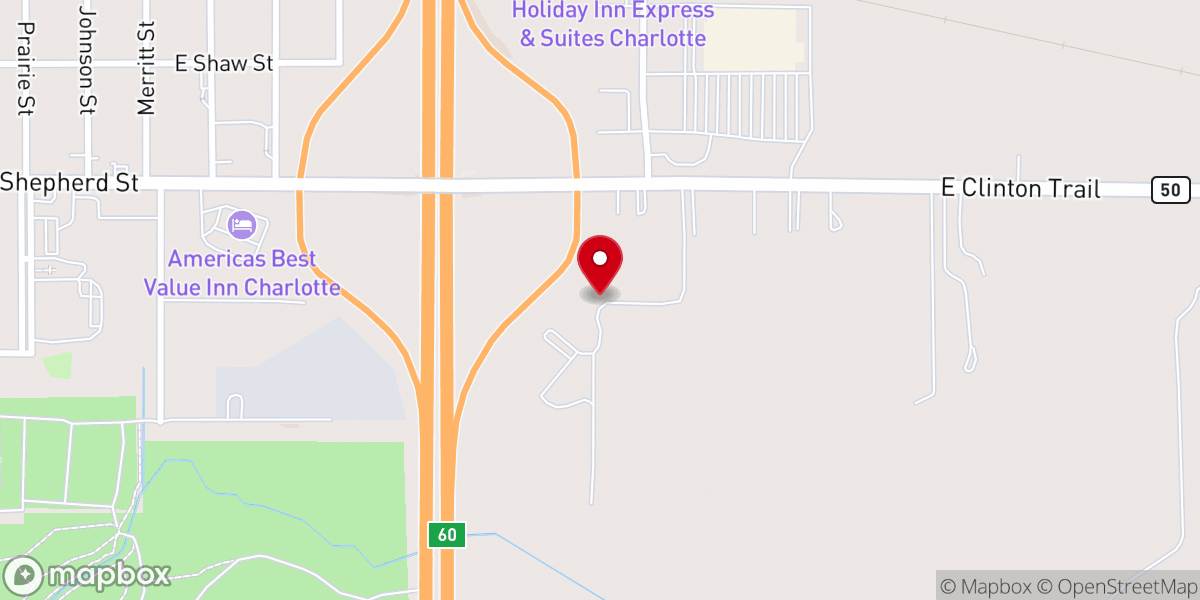 Map showing location of Charlotte Assembly of God