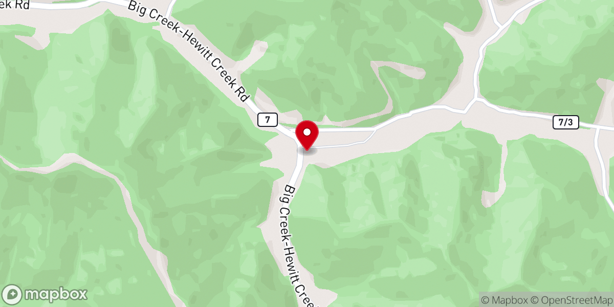 Map showing location of Barker Fork Church