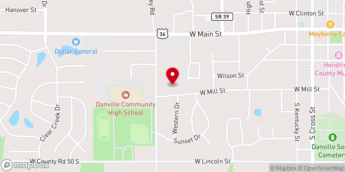 Map showing location of Danville United Methodist Church