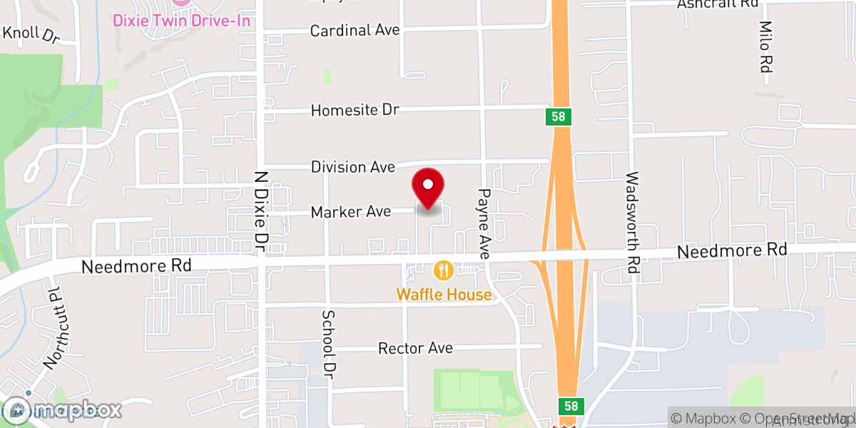 Map showing location of Needmore Road Church of Christ