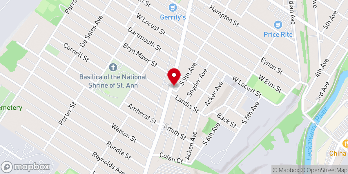Map showing location of Bethania Presbyterian Church