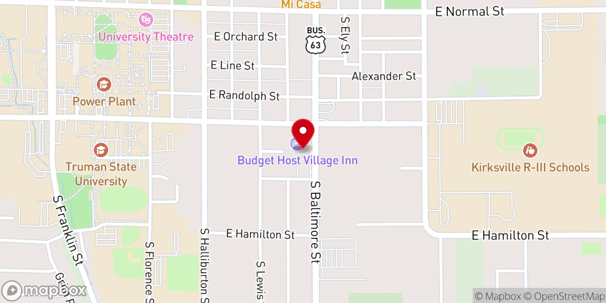 Map showing location of Budget Host-Village Inn
