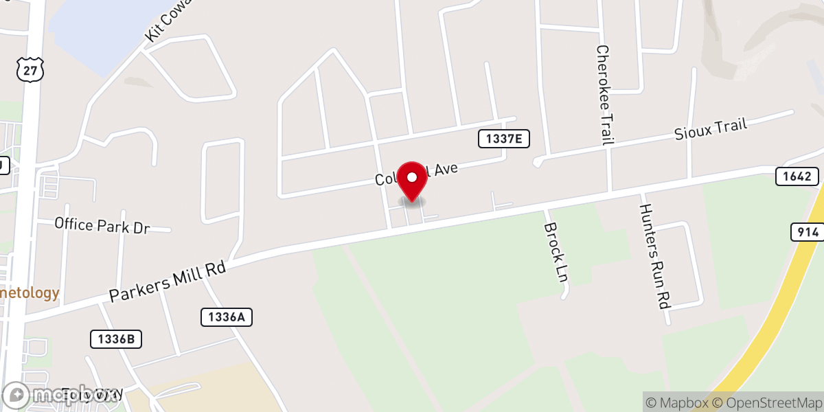 Map showing location of Parkers Mill Road Baptist Church