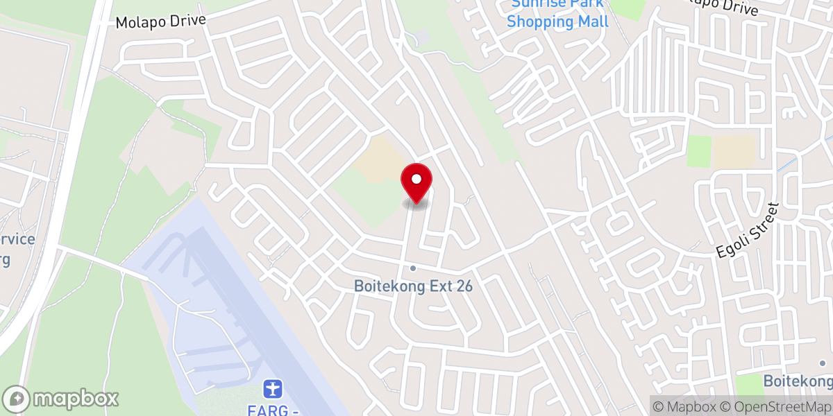 Map showing location of Kopano Apostolic Church in Zion