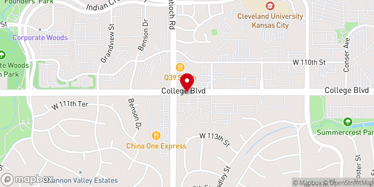 Map showing location of Oak Hills Presbyterian Church