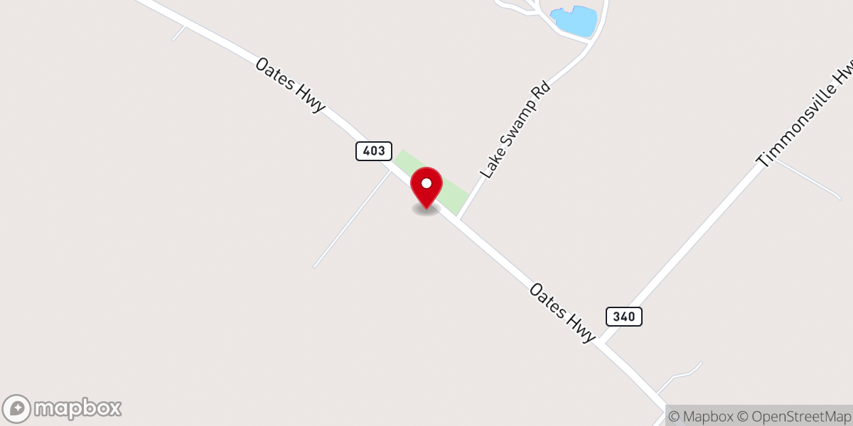 Map showing location of Lake Swamp Church