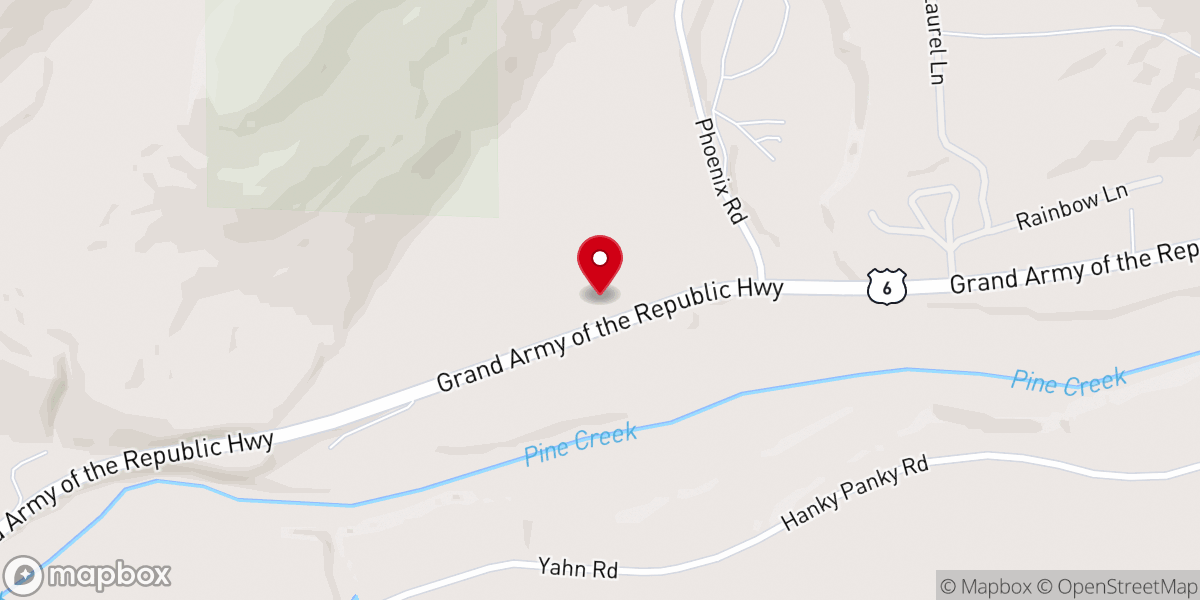 Map showing location of Pine Creek Valley United Methodist Church