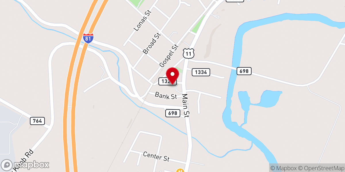 Map showing location of Mt Jackson United Methodist Church