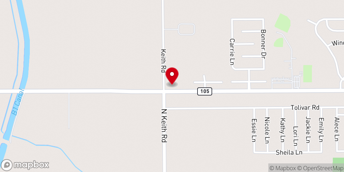 Map showing location of Creekwood Baptist Church