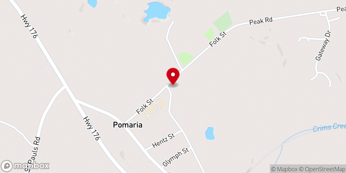 Map showing location of Pomaria Lutheran Church
