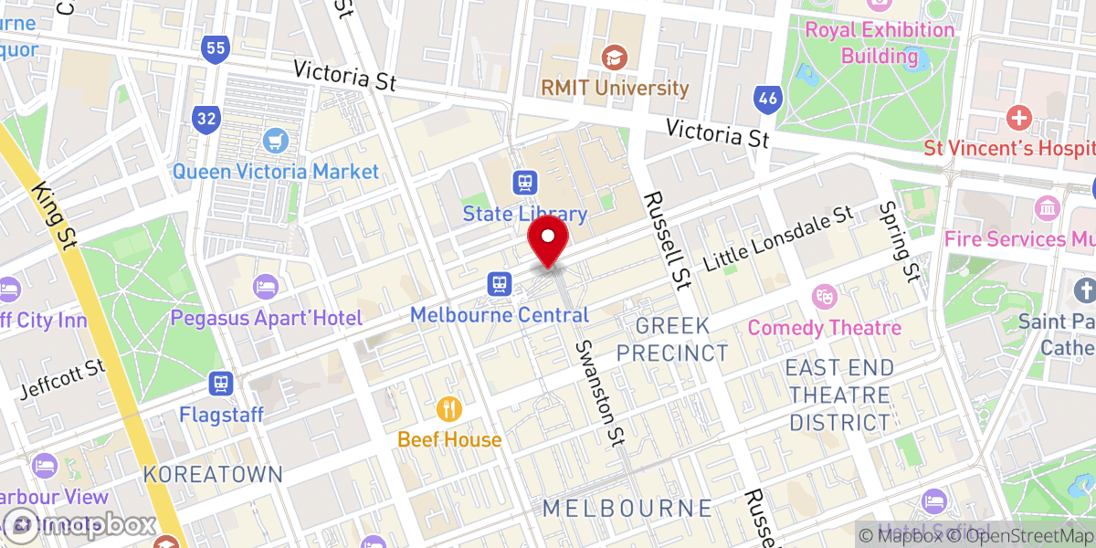 Map showing location of City on a Hill: Melbourne
