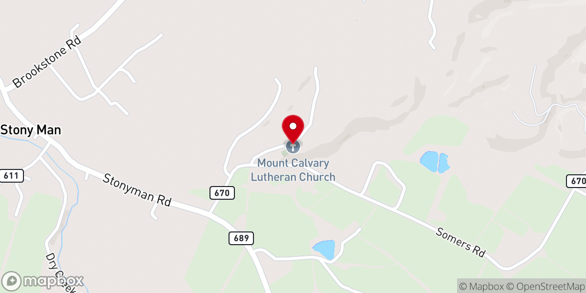 Map showing location of Mount Calvary Lutheran Church