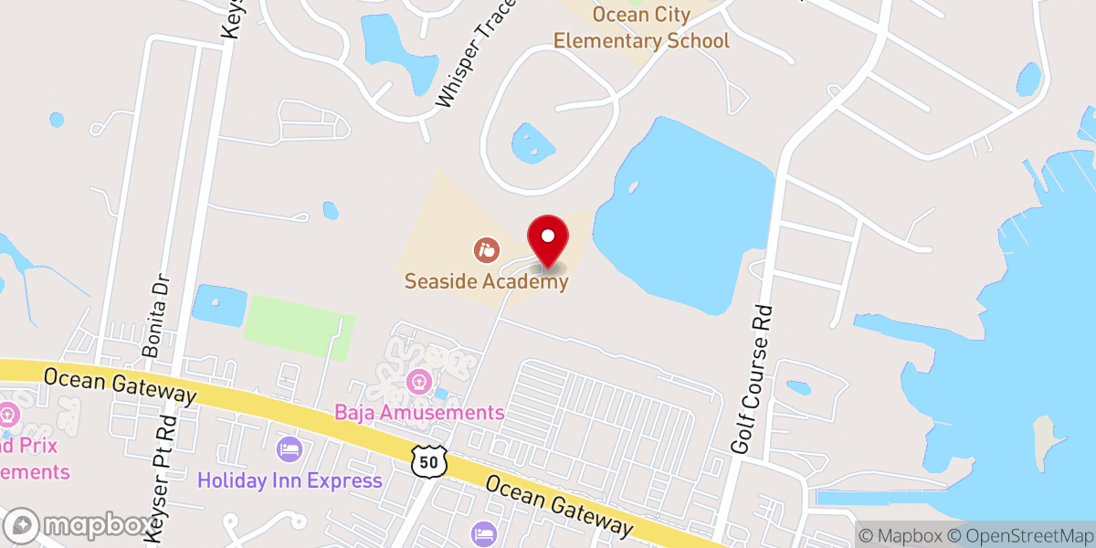 Map showing location of Ocean City Baptist Church West Campus