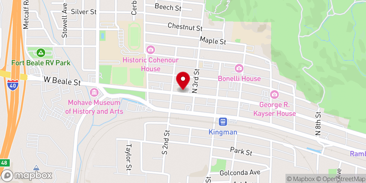 Map showing location of Church on the Street - Kingman