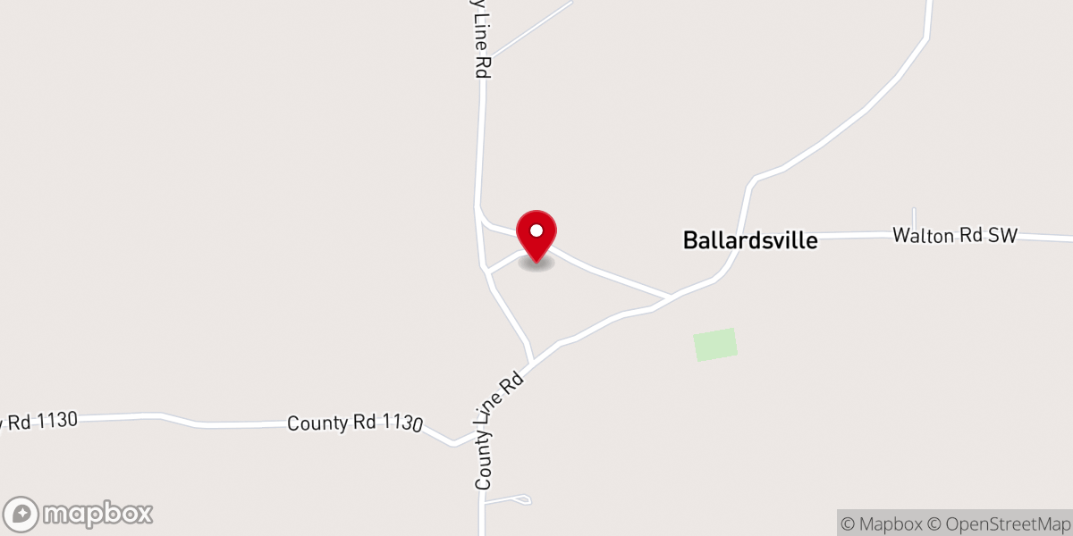 Map showing location of Ballardsville Baptist Church
