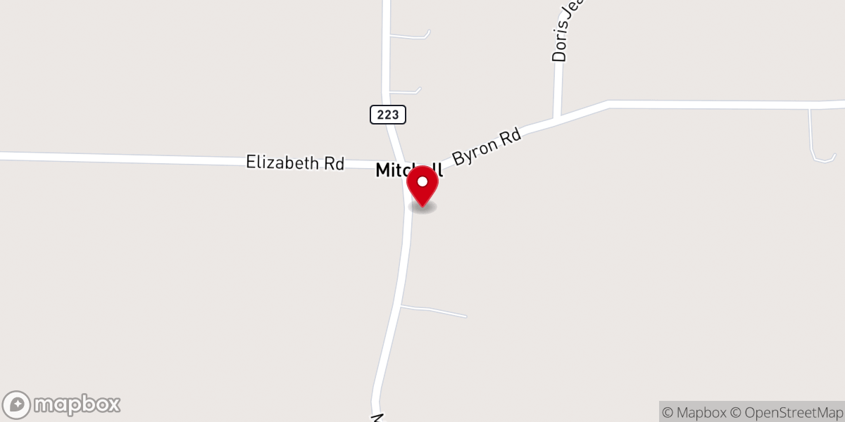 Map showing location of Mitchell Assembly of God