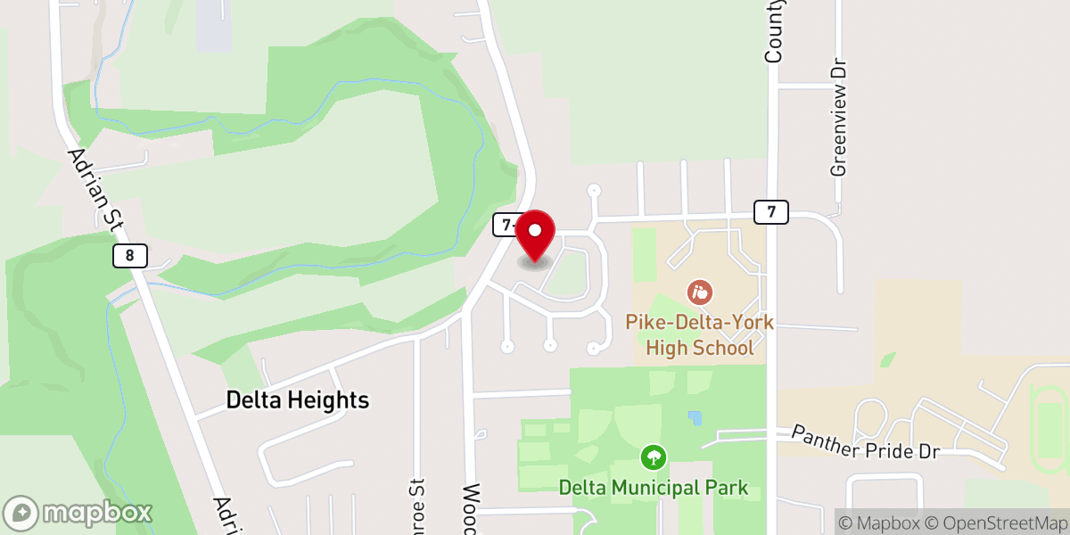 Map showing location of United Methodist Church of Delta