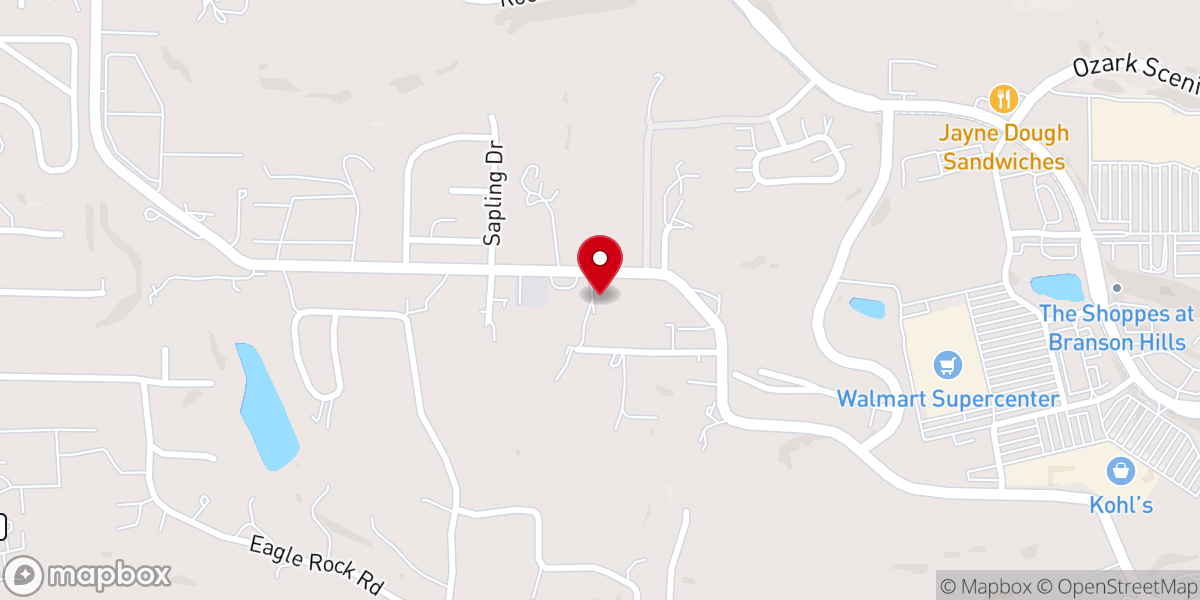 Map showing location of Glory Barn Branson