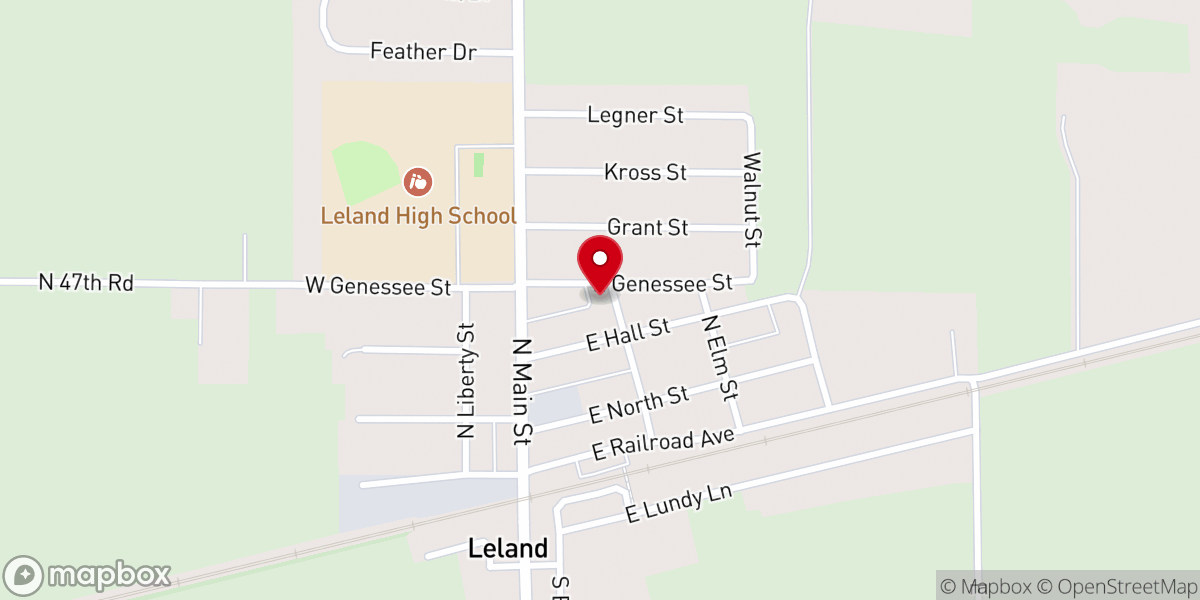 Map showing location of Leland United Methodist Church