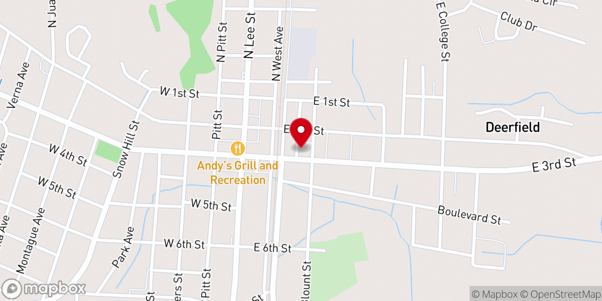 Map showing location of Ayden Original Free Will Baptist Church