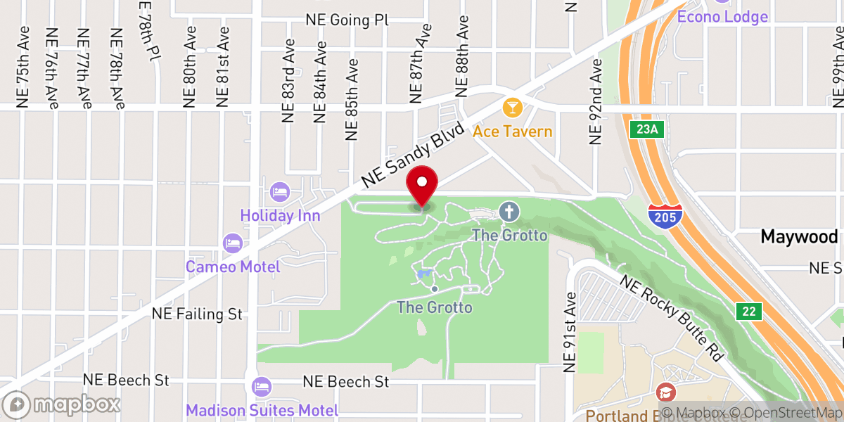 Map showing location of The Grotto