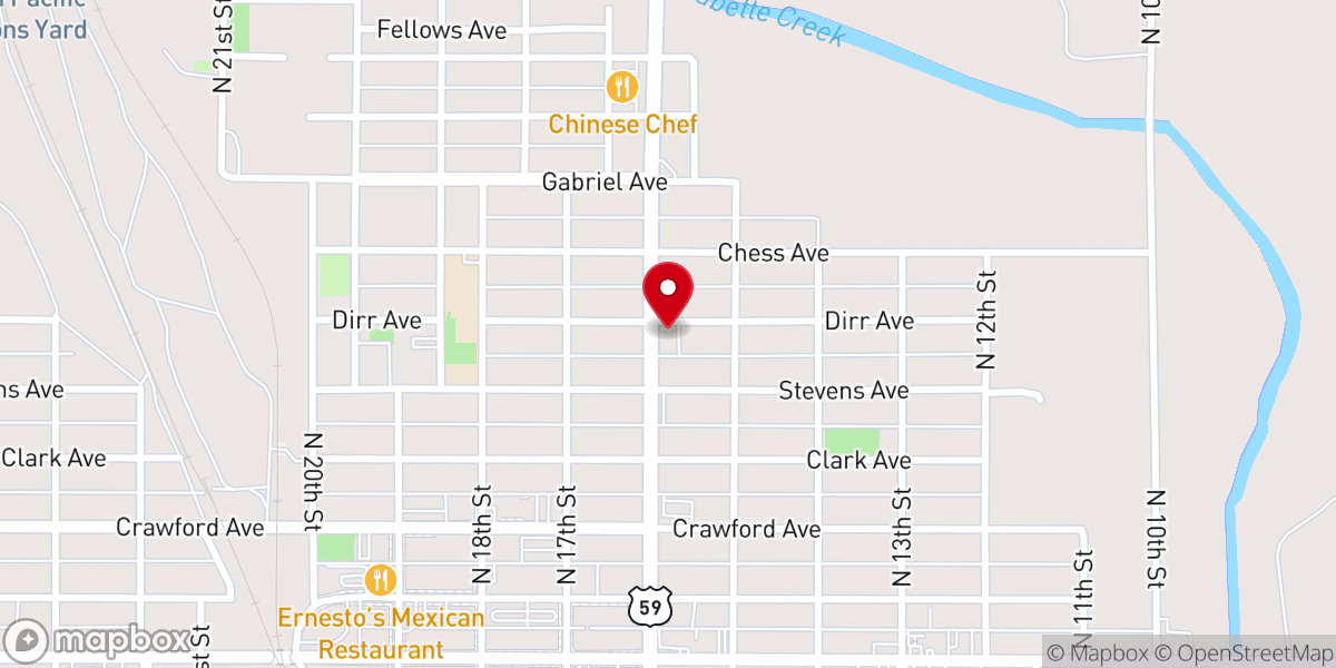 Map showing location of First Assembly of God Church
