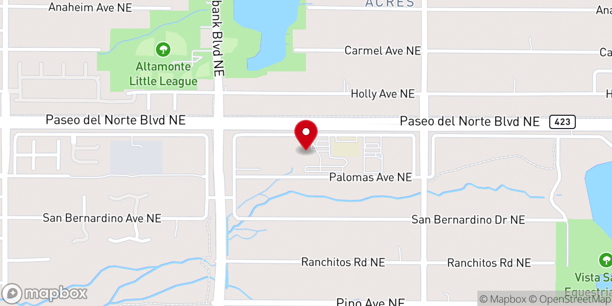 Map showing location of Sandia Presbyterian Church