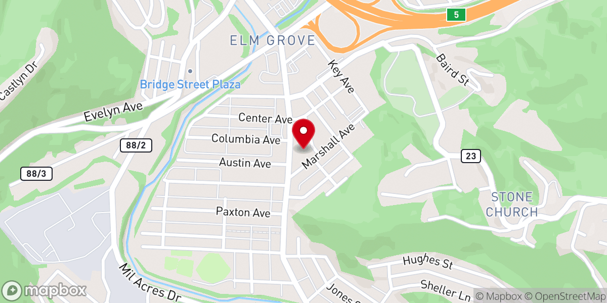 Map showing location of Saint Marks Lutheran Church