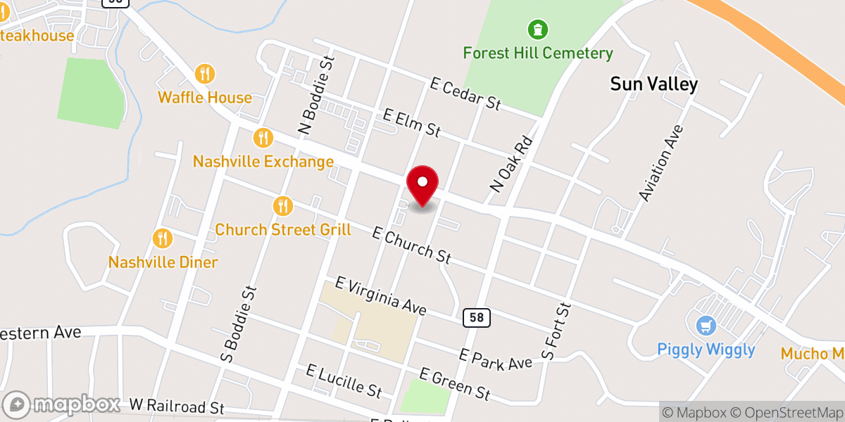 Map showing location of Nashville Methodist Church