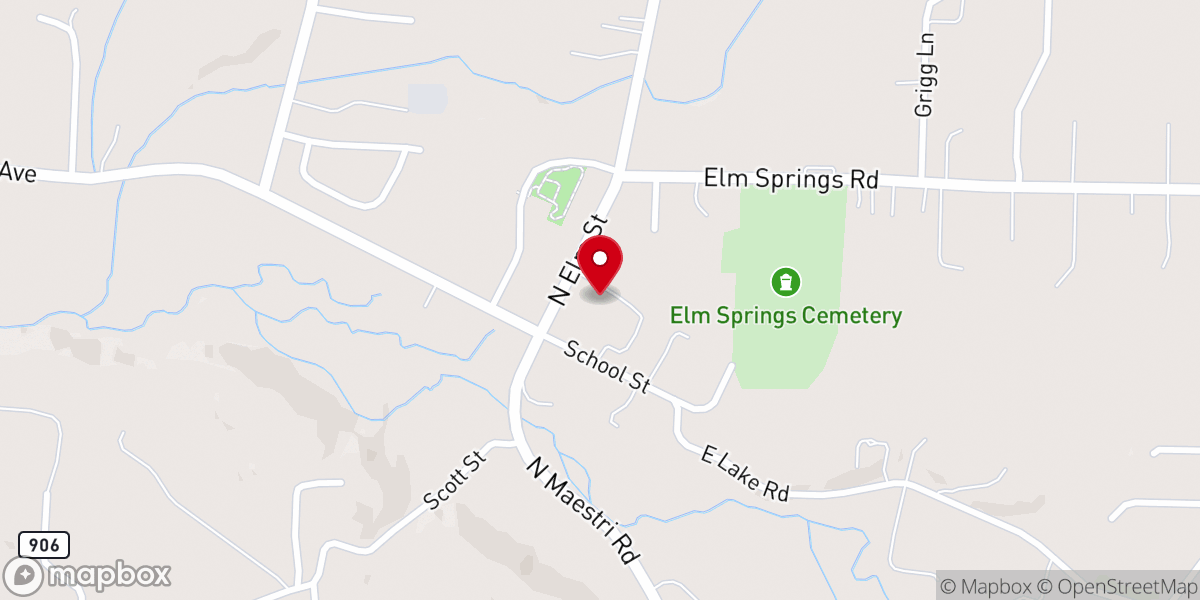 Map showing location of Elm Springs United Methodist