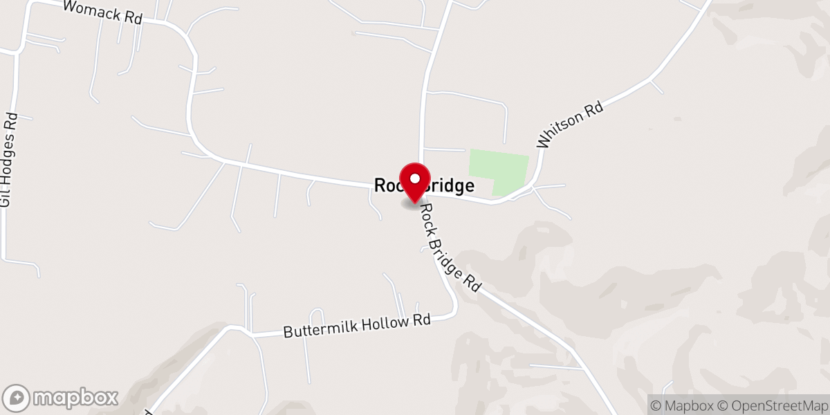 Map showing location of Rock Bridge Baptist Church