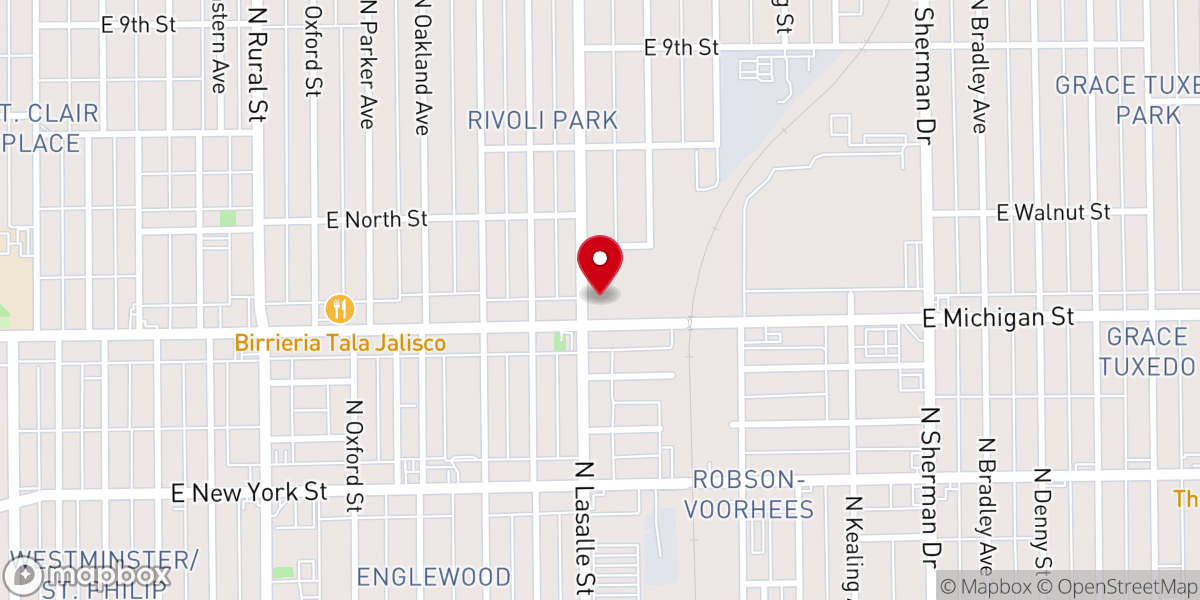 Map showing location of Woodruff Place Baptist Church
