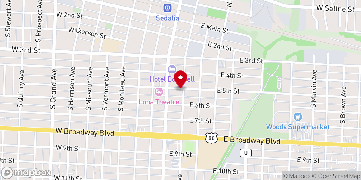 Map showing location of Bethel Family Church
