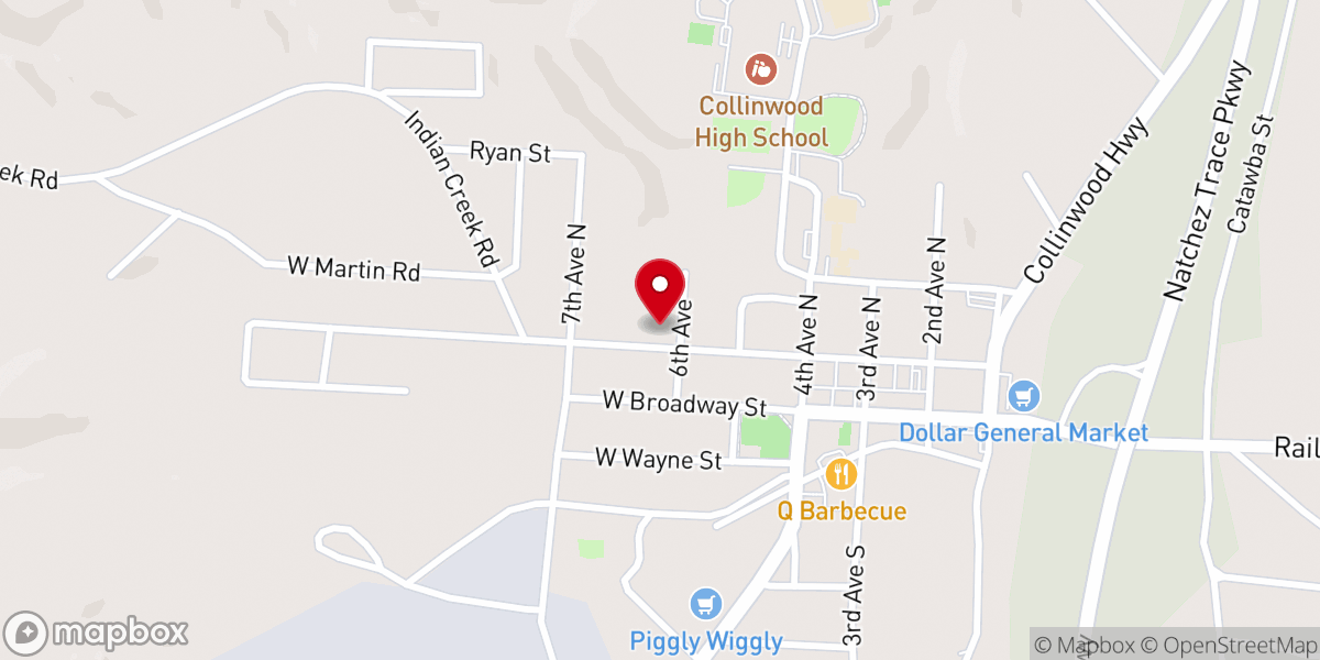Map showing location of First Baptist Church
